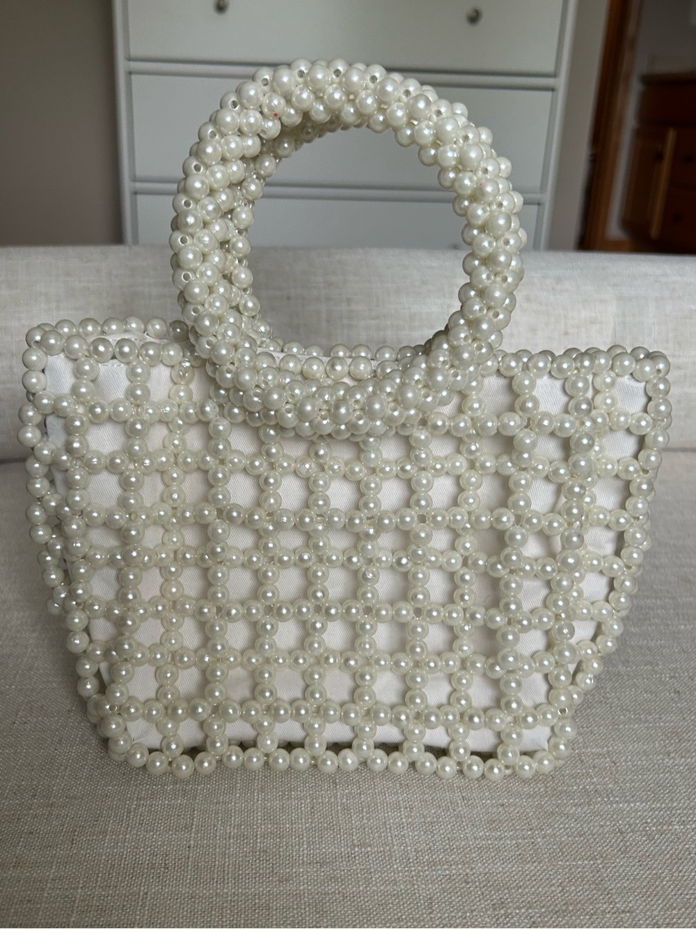 a new day Pearl Beaded Mini Tote - White Bridal